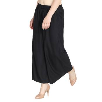 Black plain rayon palazzo-pants 2