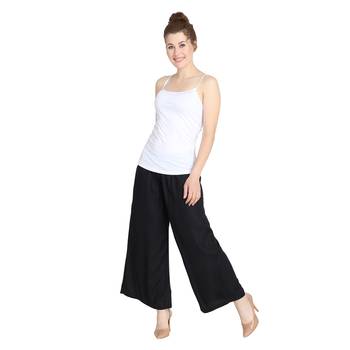Black plain rayon palazzo-pants 3