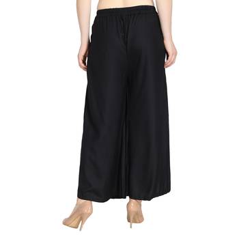 Black plain rayon palazzo-pants 4
