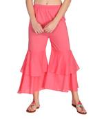 Pink plain cotton palazzo-pants
