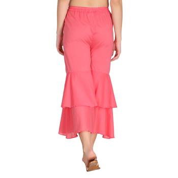 Pink plain cotton palazzo-pants 4