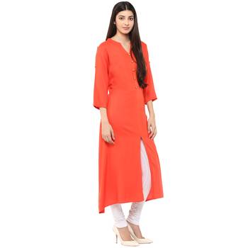 red and orange rayon combo kurti 3