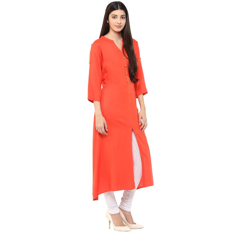red and orange rayon combo kurti