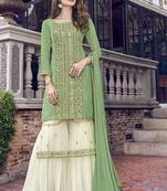 Sea Green Tissue Pakistani Salwar Kameez