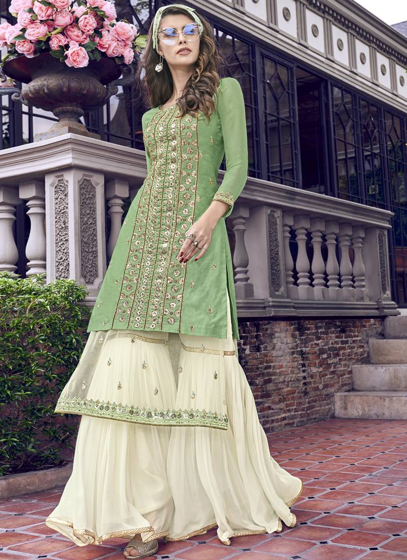 Sea Green Tissue Pakistani Salwar Kameez Vasu Sarees 3196763