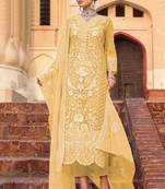 Yellow Net Pakistani Salwar Kameez