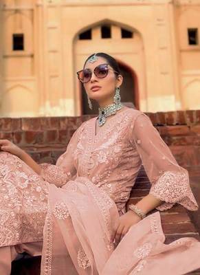 Light Pink Net Pakistani Salwar Kameez 2