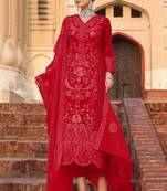 Red Net Pakistani Salwar Kameez