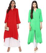 Red And Green Rayon Combo Kurtis