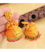 Beautiful Matte Finish Ruby Emerald Peacock Jhumka