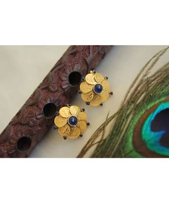 Beautiful Blue Coin Earrings 1
