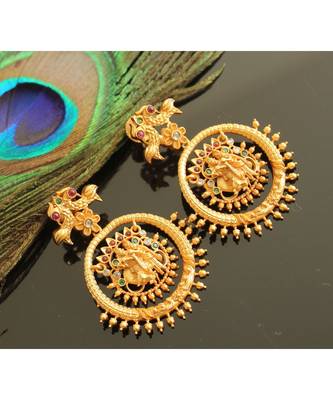 Beautiful Matte Finish Radhe Krishna Designer Earrings 1