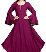 Maroon embroidered rayon long-kurtis
