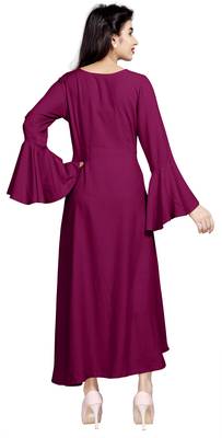 Maroon embroidered rayon long-kurtis 2