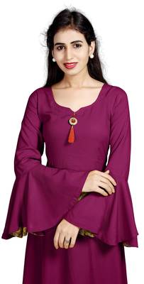 Maroon embroidered rayon long-kurtis 5