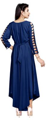 Blue embroidered rayon long-kurtis 2