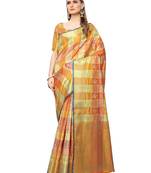 Yellow Woven Poly Silk Saree With Blouse