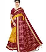 Red Printed Cotton Silk Saree With Blouse