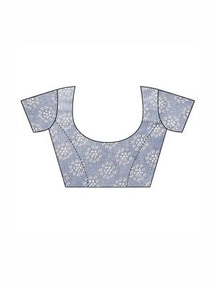 Blue printed poly cotton saree with blouse 5