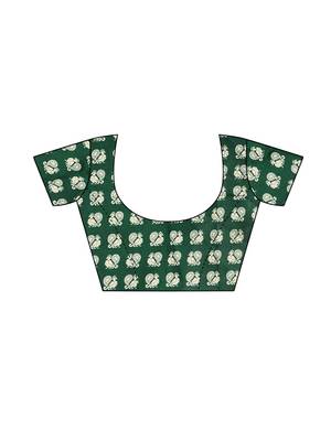 Green Printed Art Silk Saree With Blouse 5
