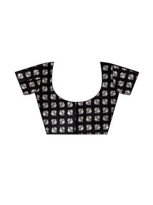 Black Printed Art Silk Saree With Blouse 5