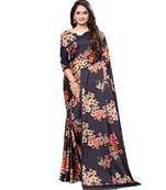 Blue printed Crepe saree with blouse