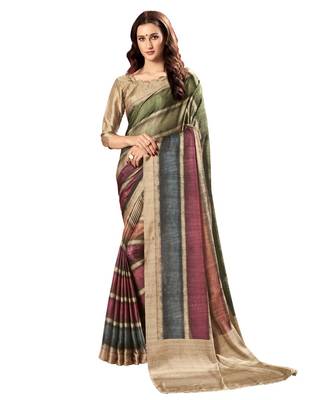 multicolor printed Crepe saree with blouse 1