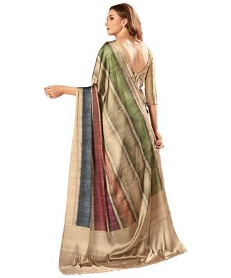 multicolor printed Crepe saree with blouse 2