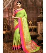 Green Woven Silk Blend Saree With Blouse