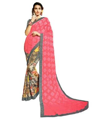 Peach Woven Georgette Saree With Blouse 1