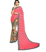 Peach Woven Georgette Saree With Blouse