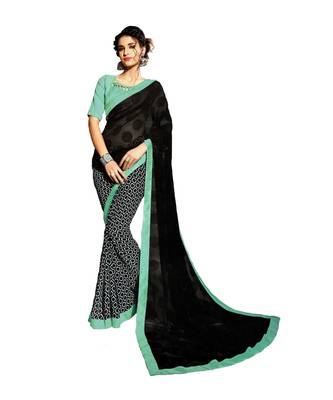 Black Woven Georgette Saree With Blouse 1