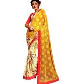 Yellow Woven Georgette Saree With Blouse