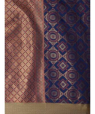 Blue Woven Silk blend saree with blouse 3
