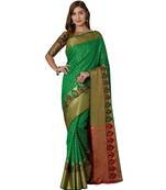 Green Woven Silk blend saree with blouse