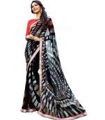 Black Printed Georgette Saree With Blouse