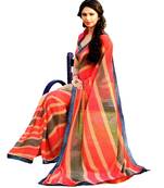 Red Printed Georgette Saree With Blouse