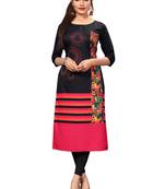 Black Color Digital Printed American Crepe Straight Kurti