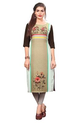 Multicolor Digital Printed American Crepe Straight Kurti 1