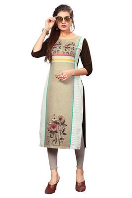 Multicolor Digital Printed American Crepe Straight Kurti 4