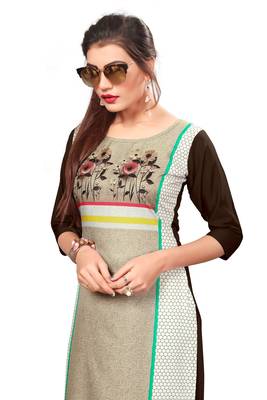 Multicolor Digital Printed American Crepe Straight Kurti 5