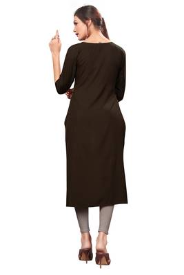 Brown Color Digital Printed American Crepe Straight Kurti 2