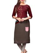 Maroon Color Digital Printed American Crepe Straight Kurti