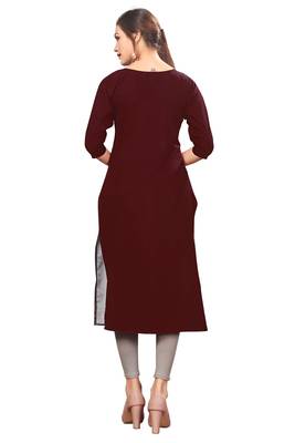 Maroon Color Digital Printed American Crepe Straight Kurti 2