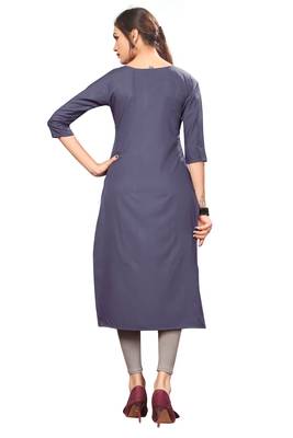 Dark Lavender Color Digital Printed American Crepe Straight Kurti 2
