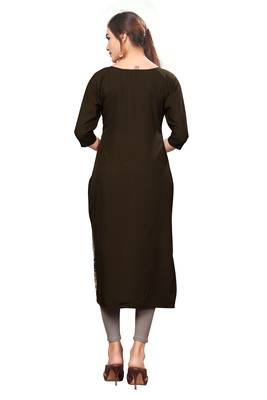 Beige Color Digital Printed American Crepe Straight Kurti 2