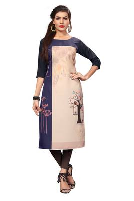 Multi-Color Digital Printed American Crepe Straight Kurti 1