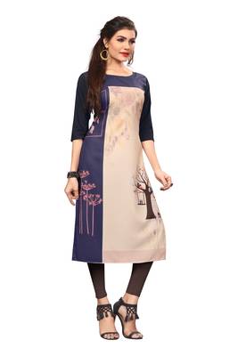Multi-Color Digital Printed American Crepe Straight Kurti 3