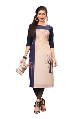 Multi-Color Digital Printed American Crepe Straight Kurti 4