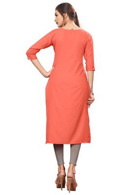 Peach Color Digital Printed American Crepe Straight Kurti 2